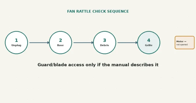 Portable Fan Rattles: Guard, Dust, Base and Blade Checks