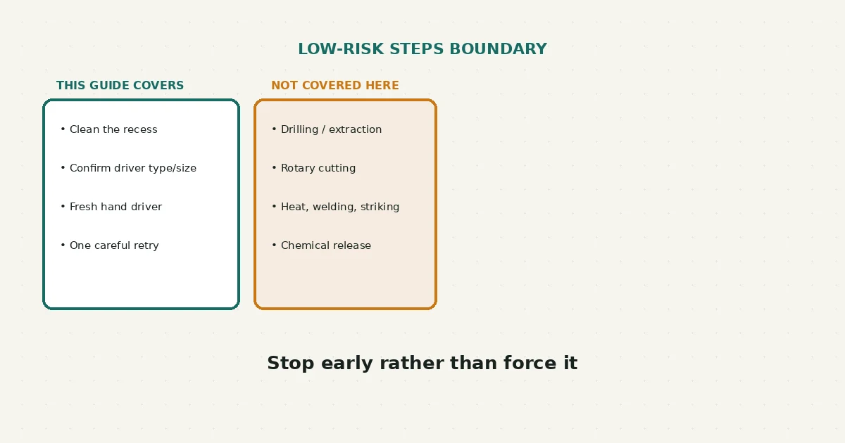 Stripped Screw Head: Low-Risk Steps Before Drilling or Extraction